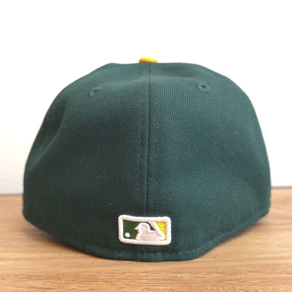 New Era Oakland Athletics A’s 59FIFTY Fitted Hat Green Yellow 7 1/4 MLB Cap - Picture 3 of 6